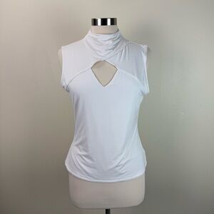 NEW Express White Keyhole Sleeveless Mock Neck Top